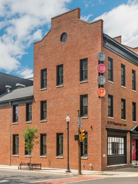 exterior of the renovated, historical FCFP building